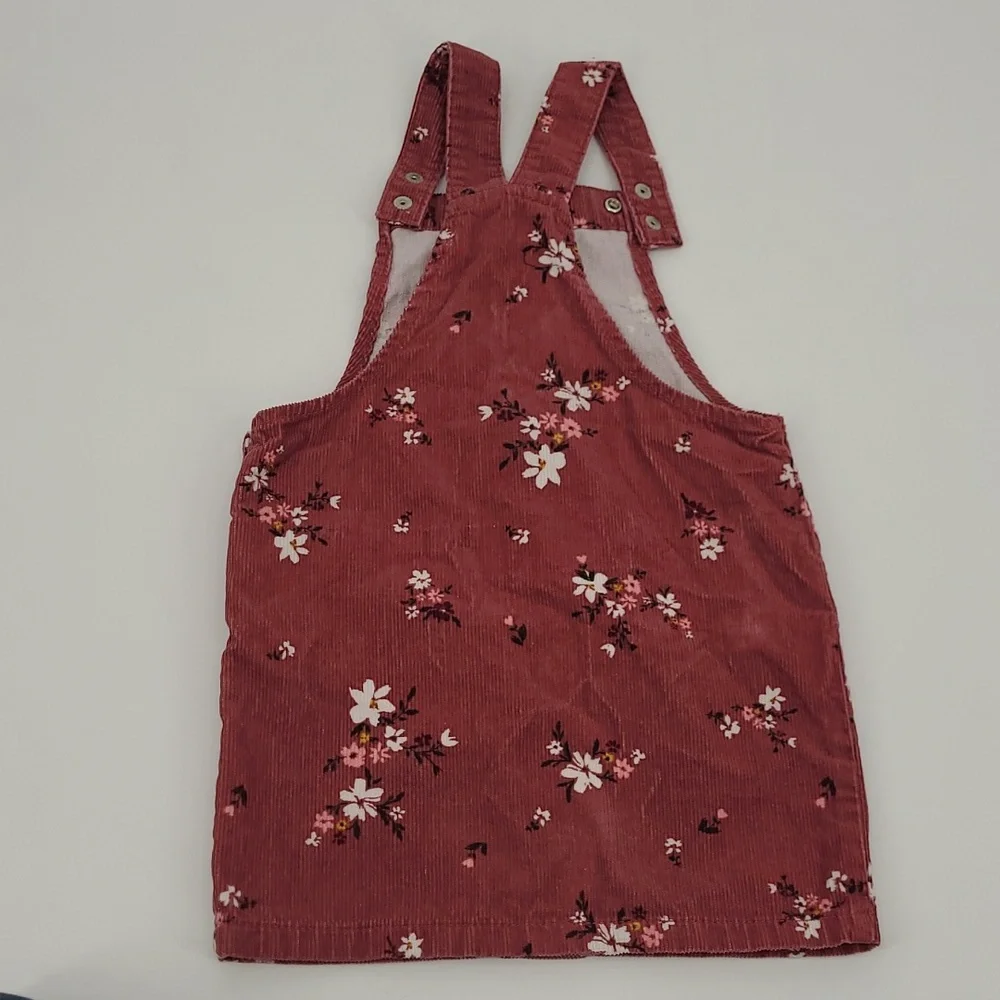 The Children's Place Pink Floral Corduroy Overall/Dress‎ Size 4T